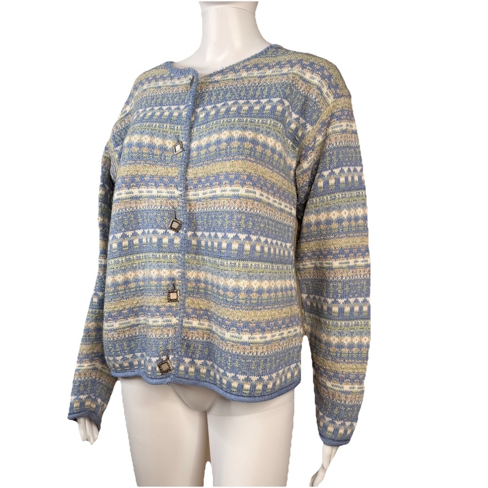 Vintage Alps Fine Womens Apparel Cardigan Sweater Made in USA Multicolor SZ-M - Picture 10 of 16